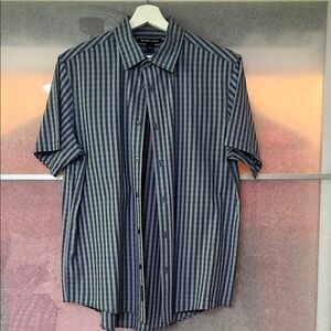 Michael Kors Blue and Gray Casual Button Down Shirt